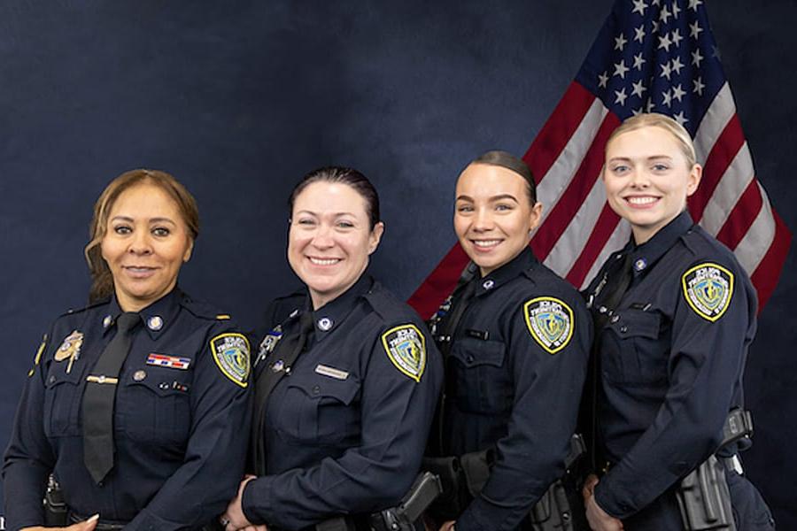 police cadets with USA flag.